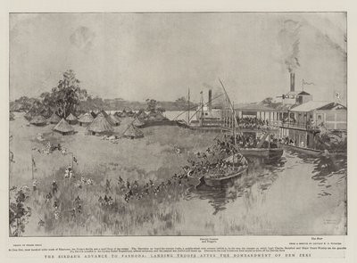 De Vooruitgang van de Sirdar naar Fashoda, het Landen van Troepen na het Bombardement van Dem Zeki door Frank Craig